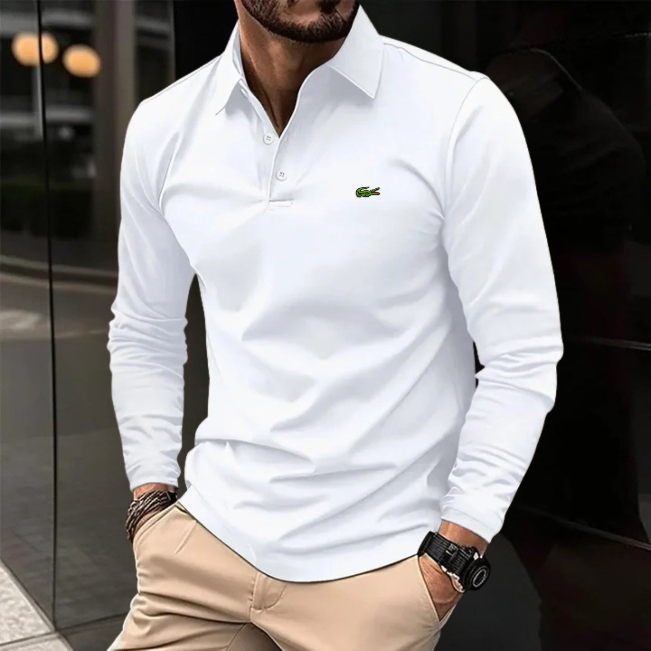 Chic Long-Sleeve Polo - Clearance Sale