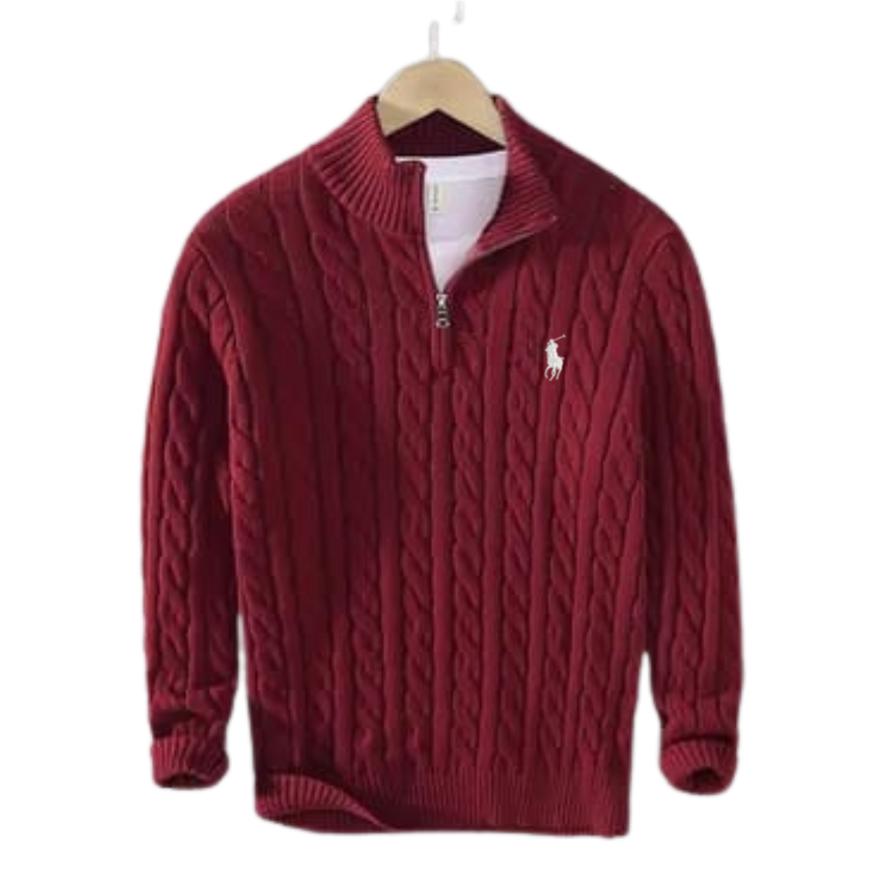 Men's Premium Cable Knit Quarter-Zip Sweater - Clearance Sale