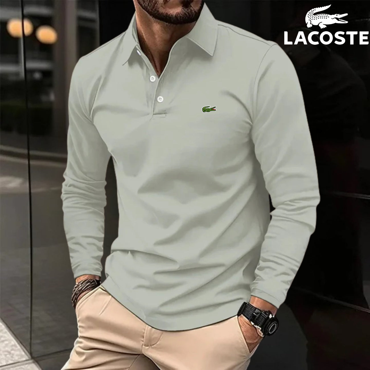 Chic Long-Sleeve Polo || Clearance Sale