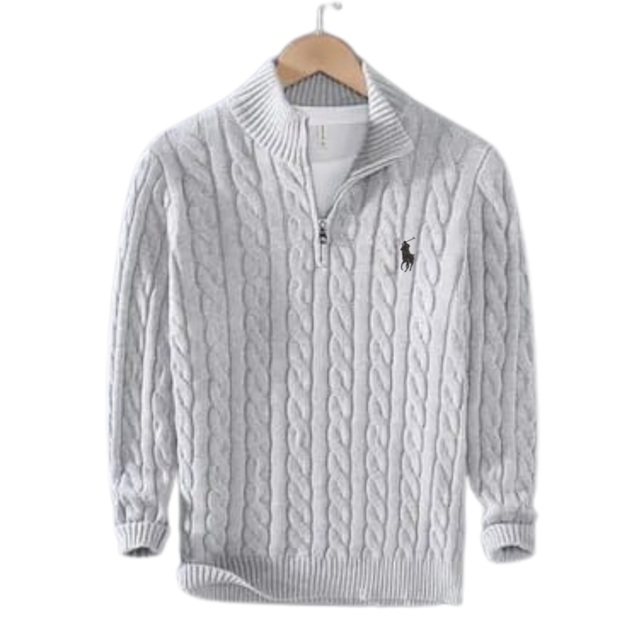 Men's Premium Cable Knit Quarter-Zip Sweater - Clearance Sale