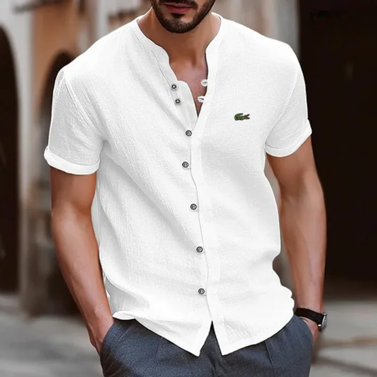 2026 Textured Button Henley Shirt - Clearance Sale