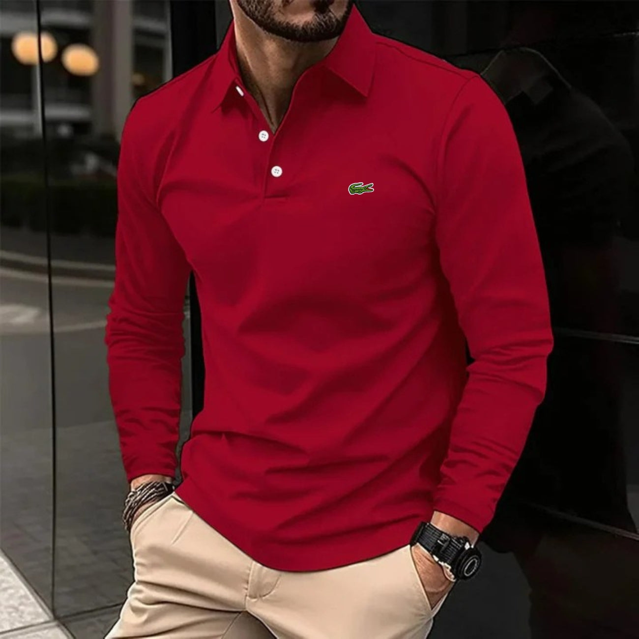 Chic Long-Sleeve Polo - Clearance Sale