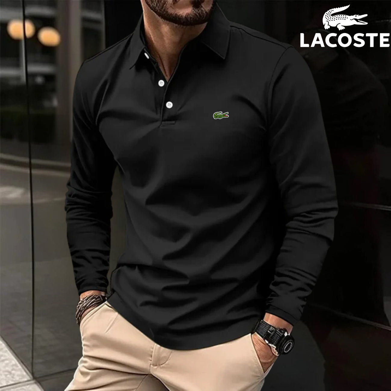 Chic Long-Sleeve Polo || Clearance Sale