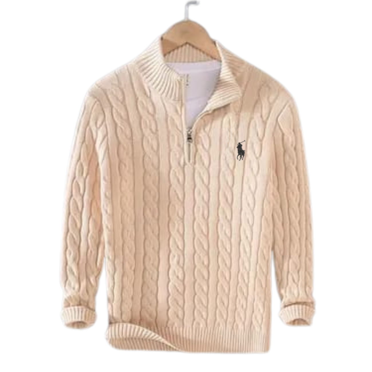 Men's Premium Cable Knit Quarter-Zip Sweater - Clearance Sale