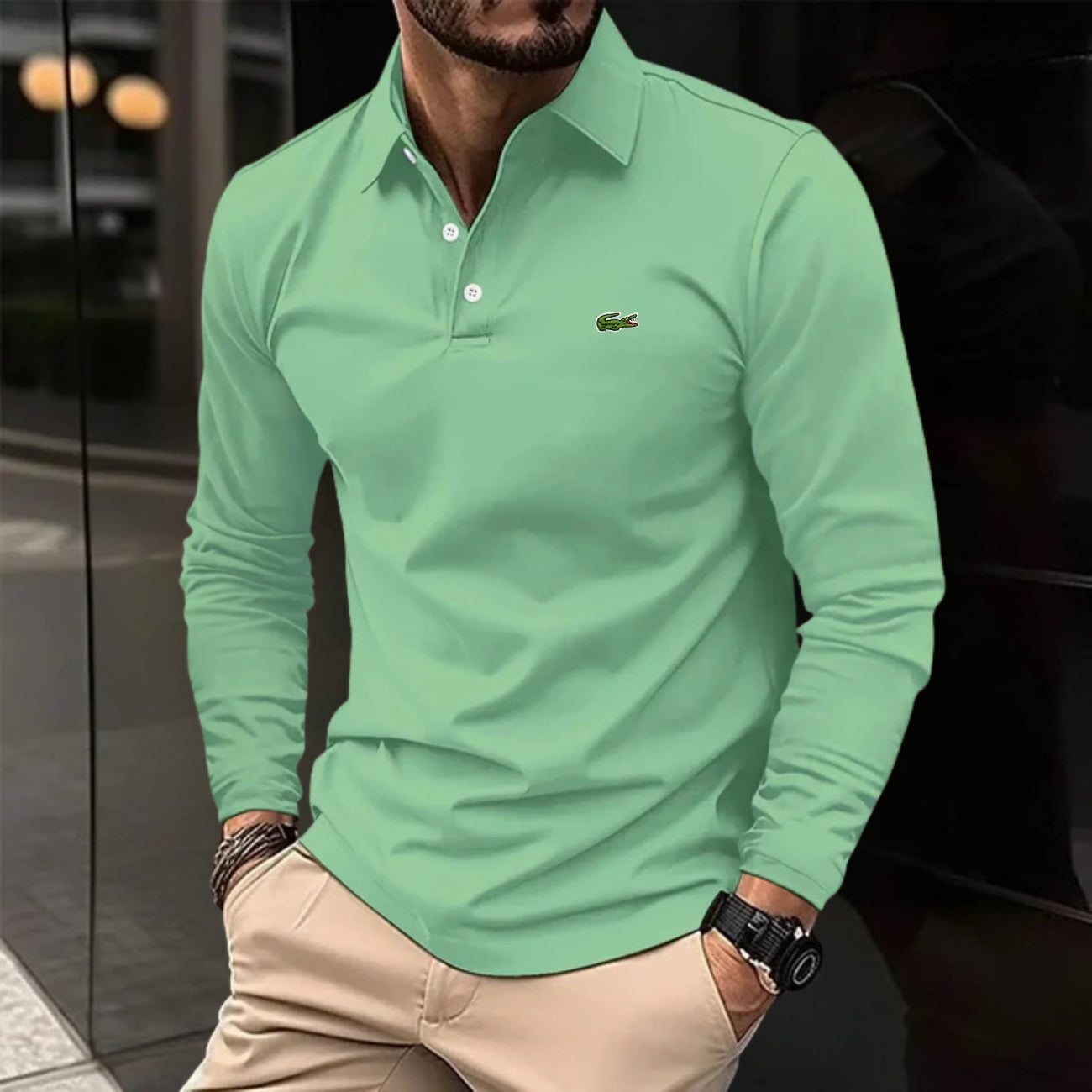 Chic Long-Sleeve Polo - Clearance Sale
