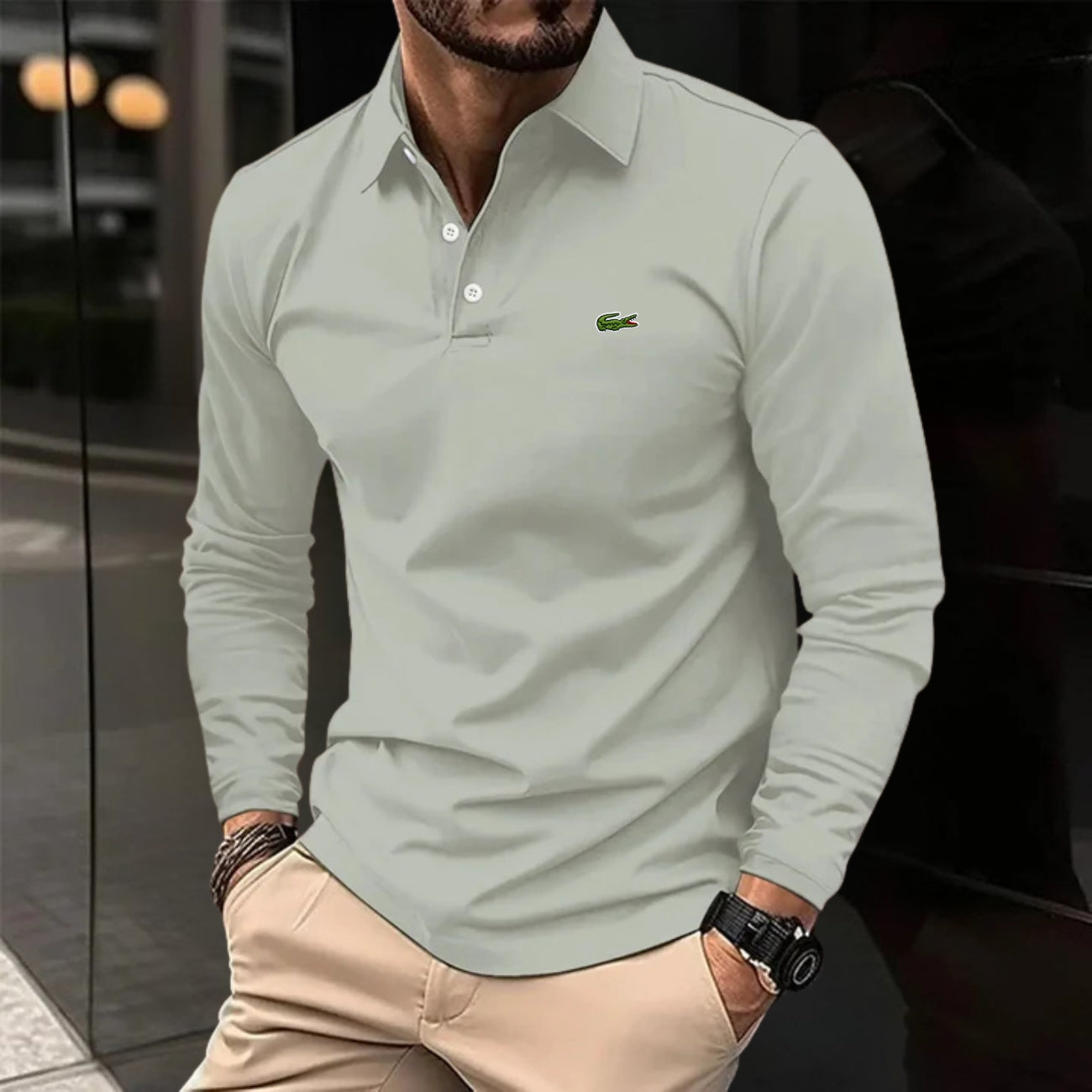 Chic Long-Sleeve Polo - Clearance Sale