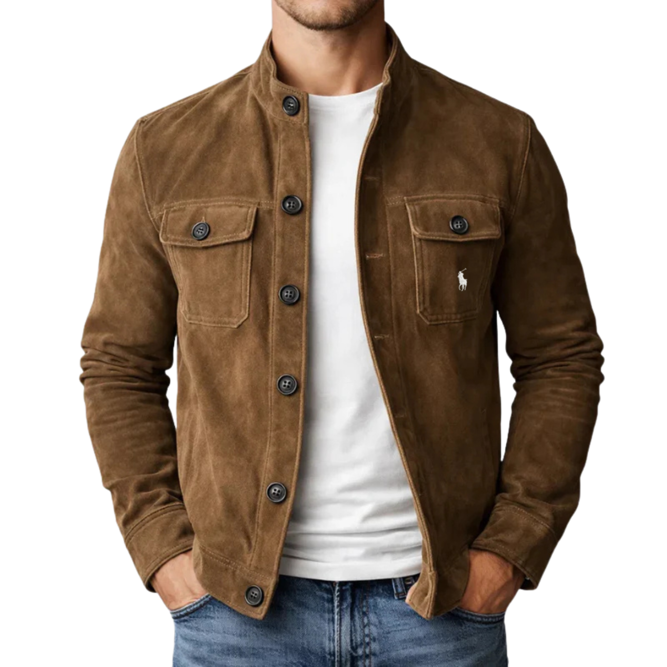 Classic Suede-Style Button Jacket - Clearance Sale