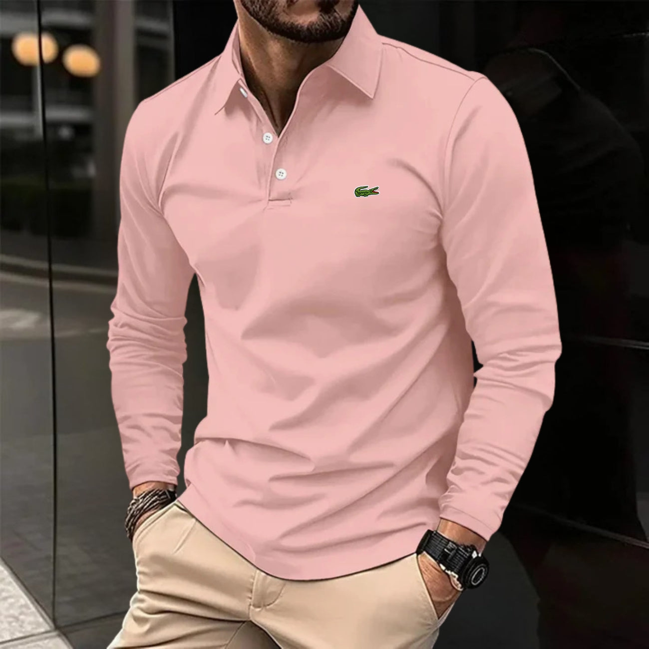 Chic Long-Sleeve Polo - Clearance Sale