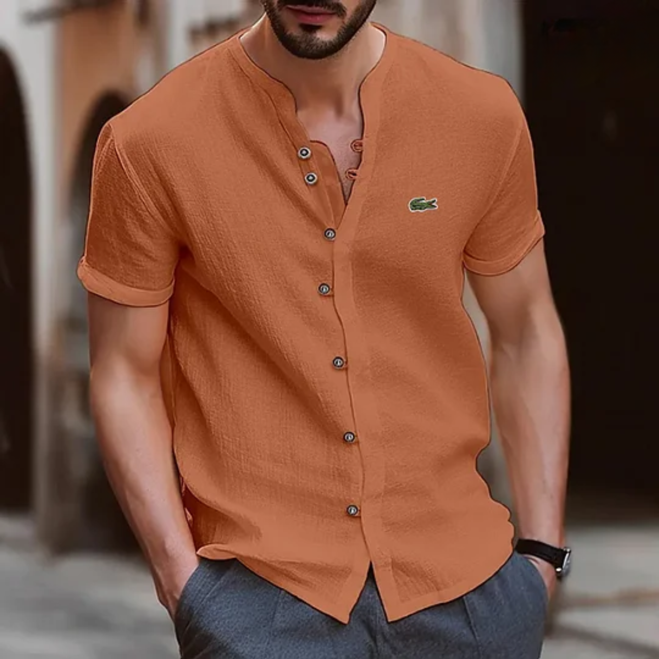 2026 Textured Button Henley Shirt - Clearance Sale