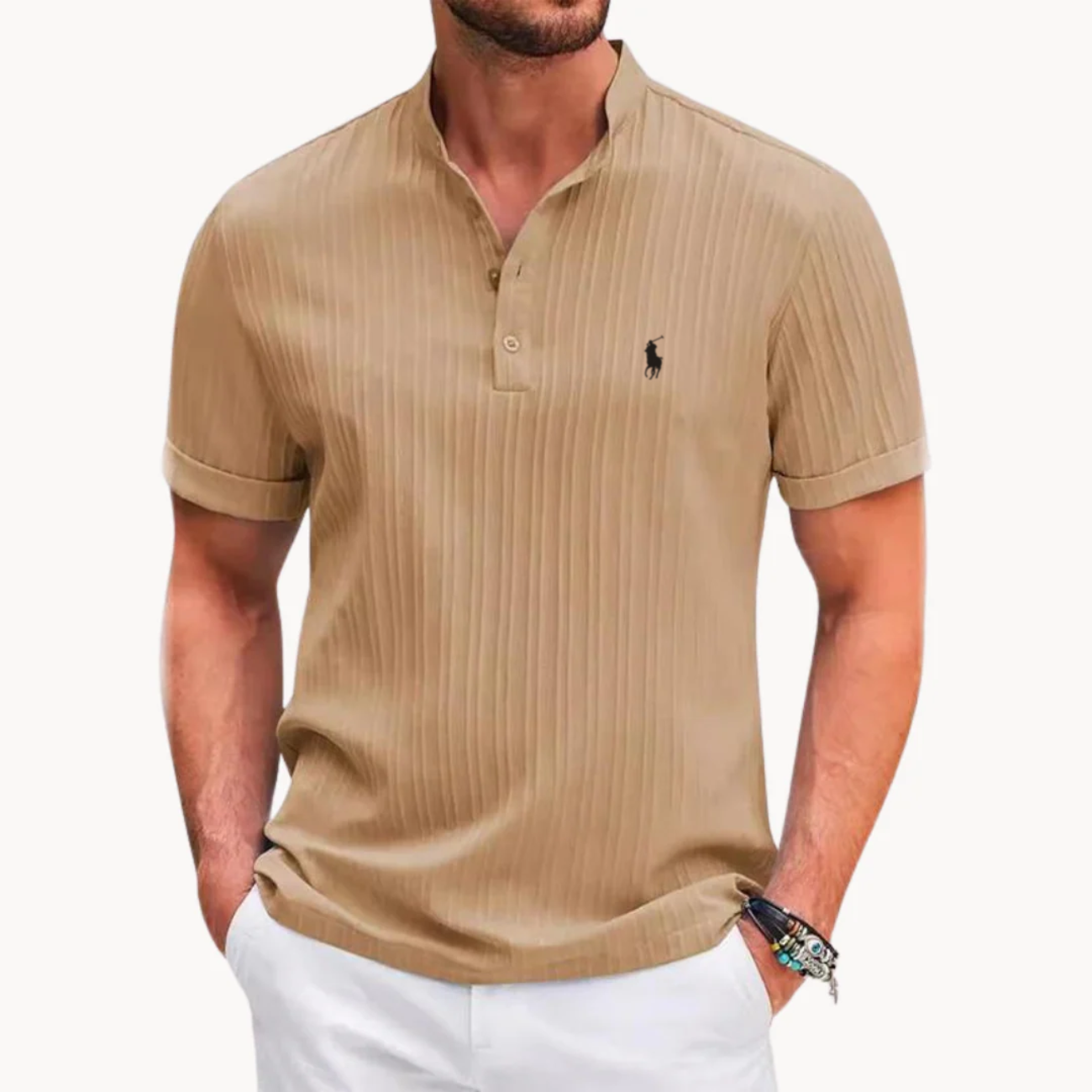 2026 Ribbed Henley Shirt - Clearance Sale