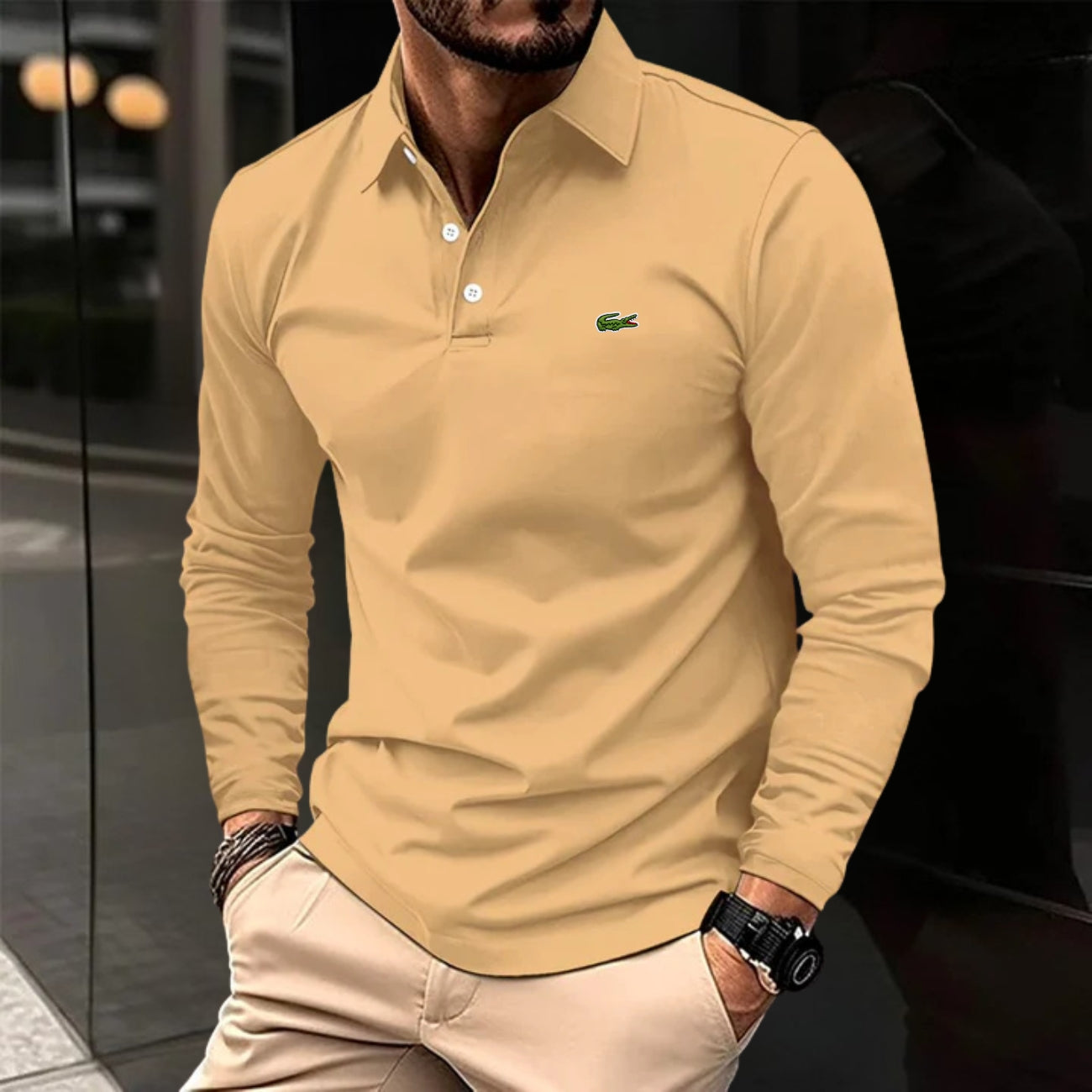 Chic Long-Sleeve Polo - Clearance Sale