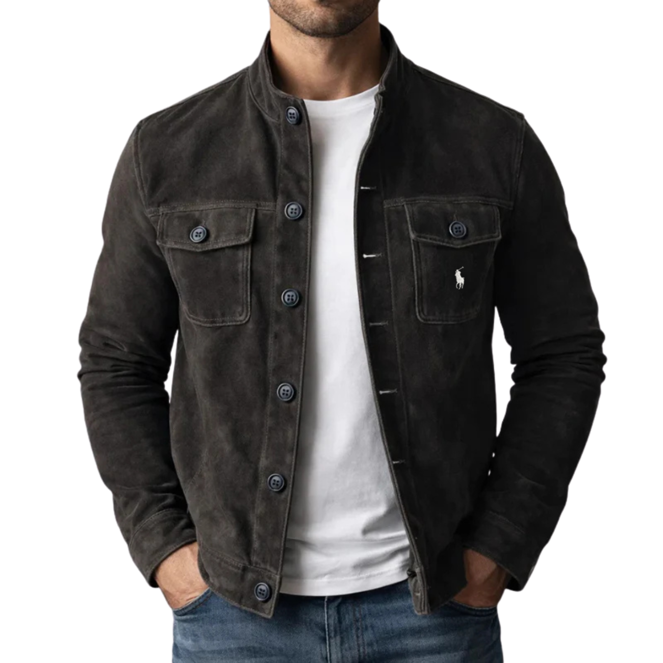 Classic Suede-Style Button Jacket - Clearance Sale