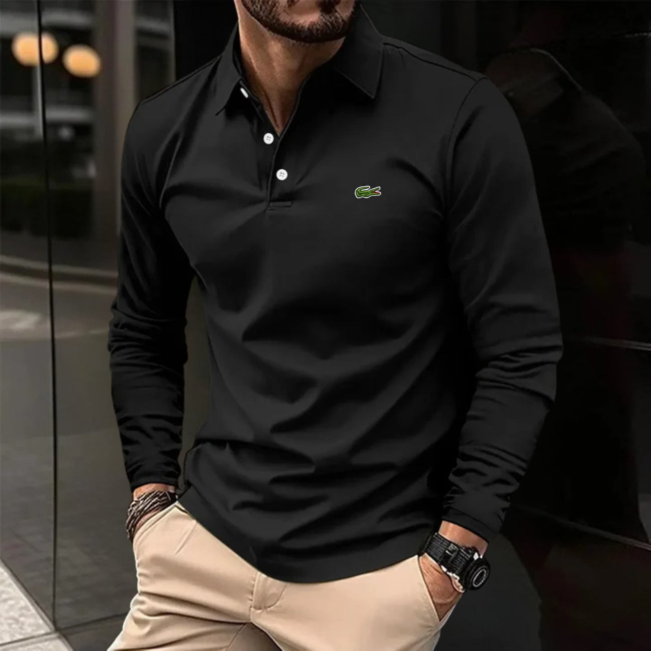 Chic Long-Sleeve Polo - Clearance Sale