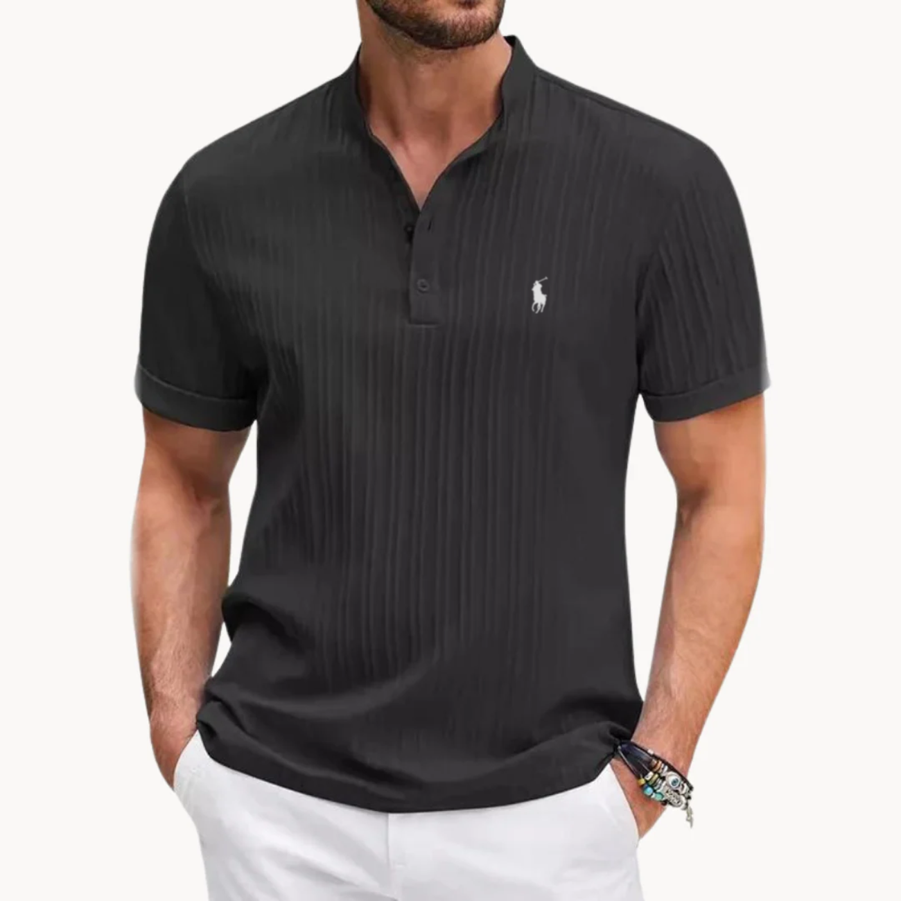 2026 Ribbed Henley Shirt - Clearance Sale