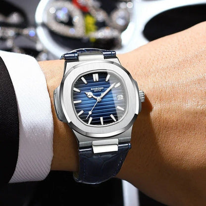 Men's Black Leather Watch - Luxe