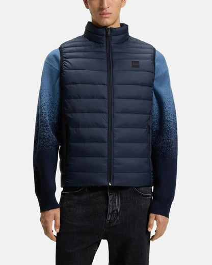 BOSS ODEN SLIM FIT PACKABLE GILET DARK BLUE