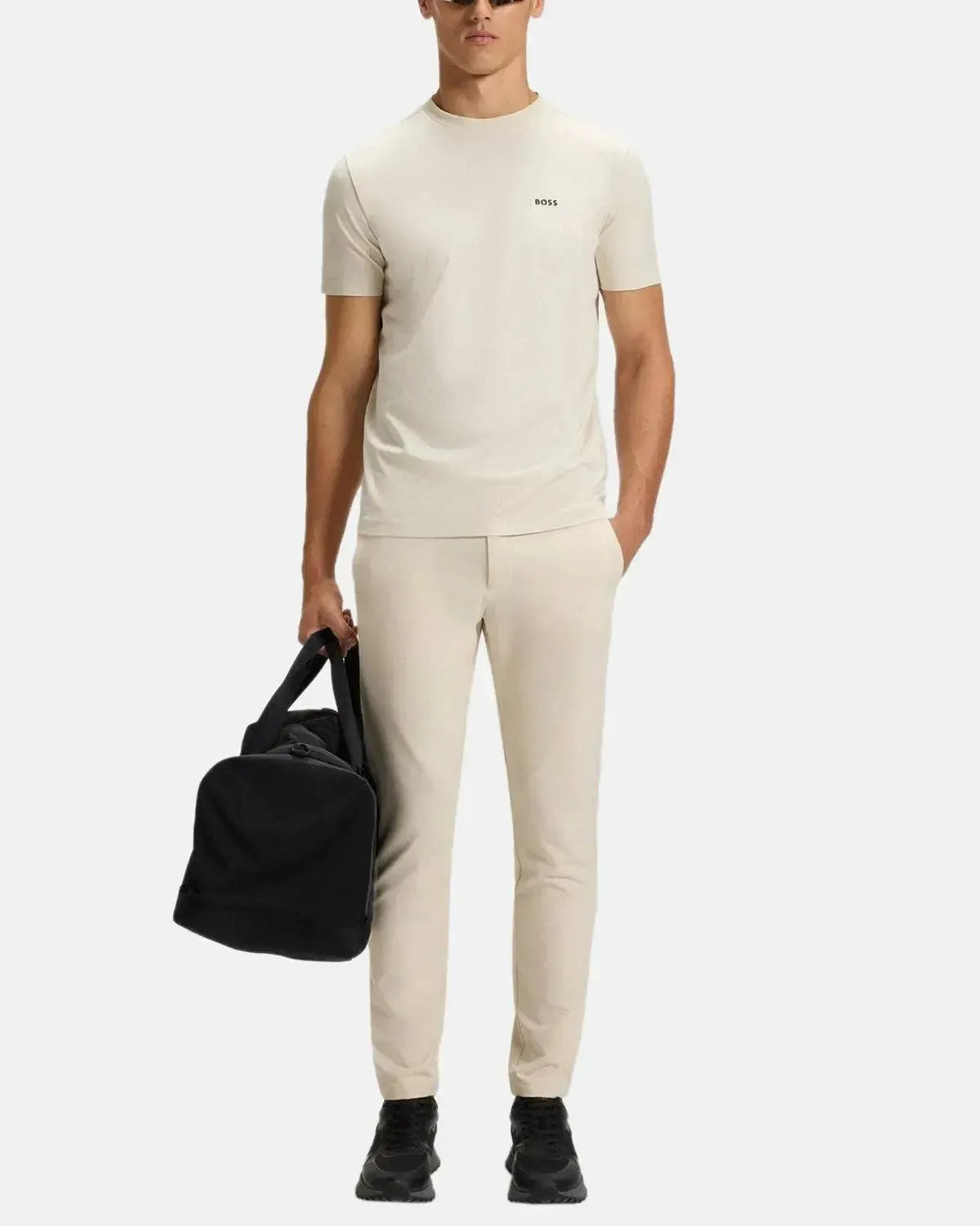 BOSS STRETCH COTTON LOGO T-SHIRT NATURAL